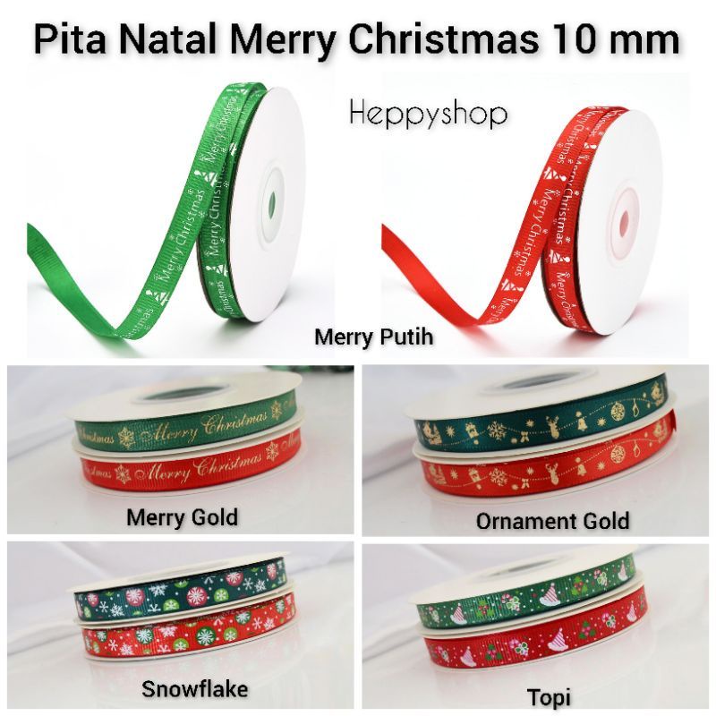 

Pita Natal 10 mm Grossgrain Merry Christmas Ribbon (Per Meter)