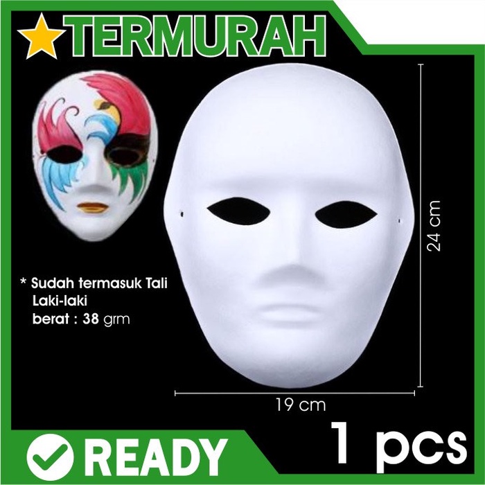 ❤BISA COD❤ Topeng Lukis Wajah Polos Putih Wanita Pria Perempuan Laki Laki - WAJAH PRIA