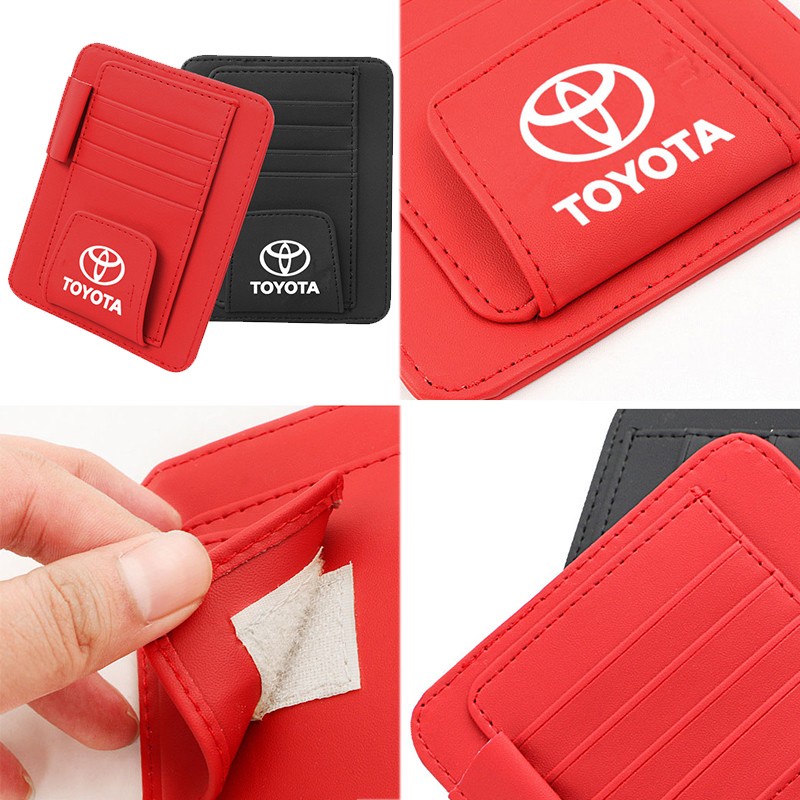 Toyota Tas Pouch Organizer CD / DVD / Kacamata / Pen Bahan Kulit Untuk Sun Visor Mobil