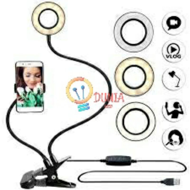 Ring Light / Lampu Jepit Meja / Lazy Pod Phone Holder