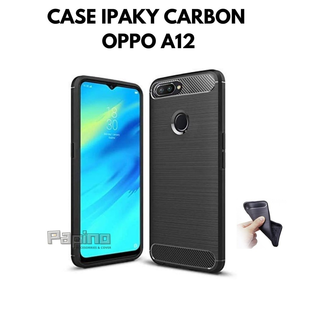 SOFTCASE OPPO A12  - SLIM FIT CARBON IPAKY OPPO A12 CASING HP