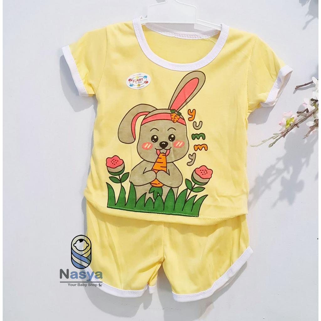 [J-014]  Setelan baju Bayi Perempuan Lucu - motif lucu (3-6 bulan)