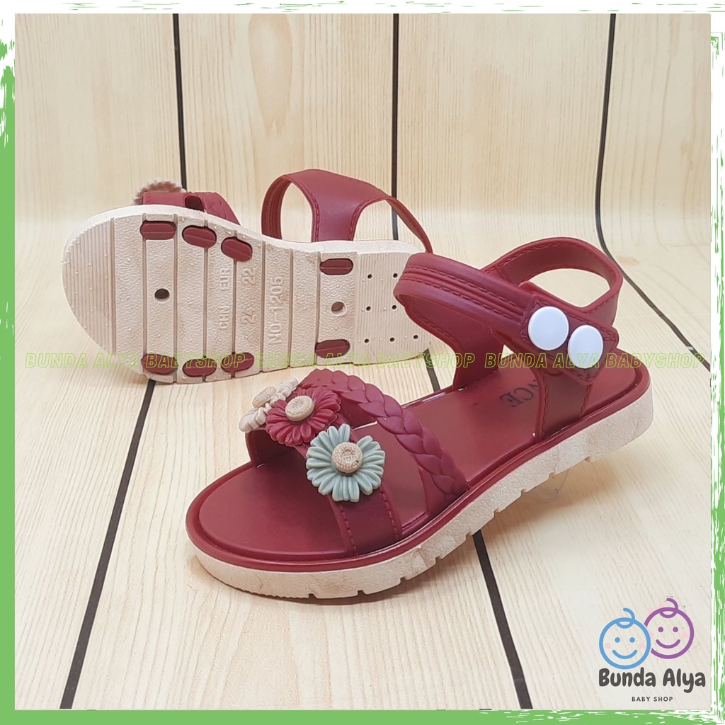 Sendal Anak Perempuan IMPORT Usia 3 Sampai 7 Tahun MARUN Model Tali Sepatu Sandal Anak Cewek Motif Bunga Lucu Kekinian Anti Slip Size 24 Sampai 35