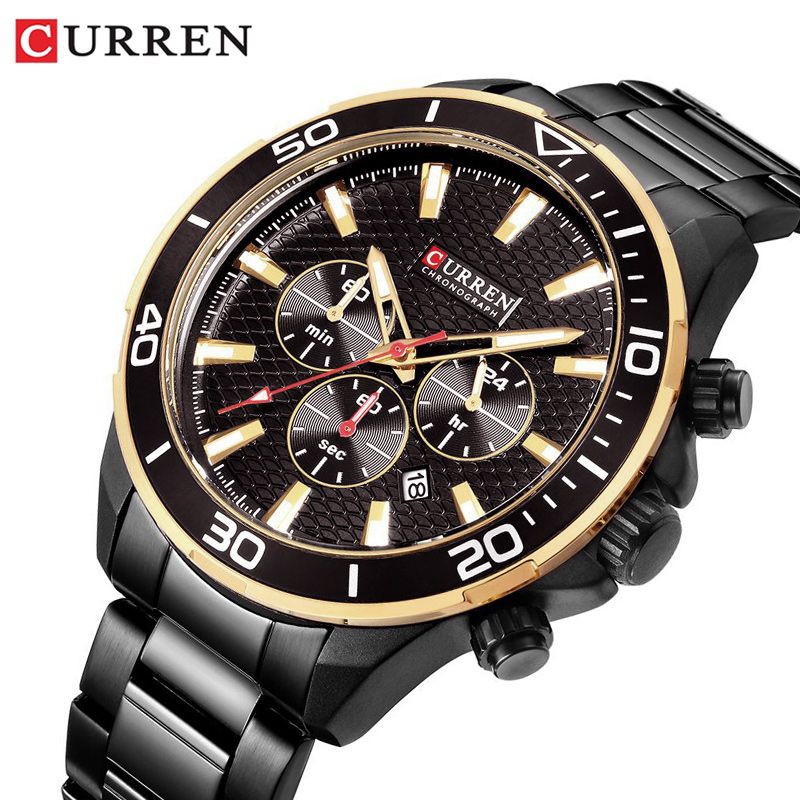 CURREN 8309 Jam Tangan Pria Analog Tali Kulit Chronograph Aktif WATCHKITE WKOS