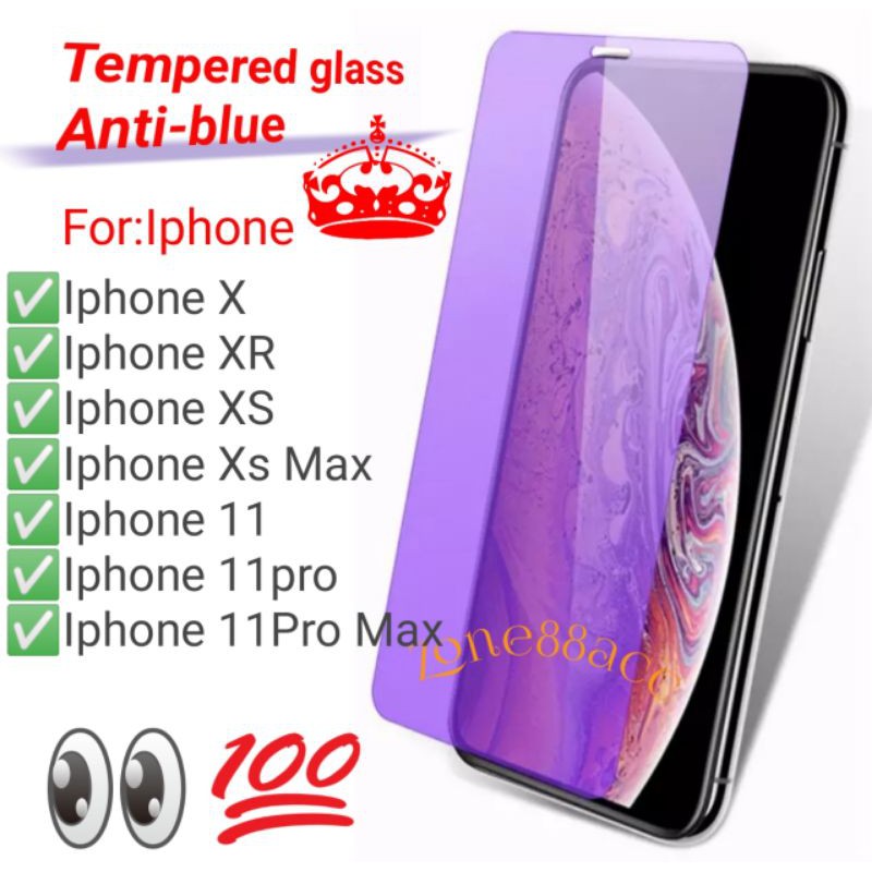 Antigores antiblue iphone X XR XS Max 11 11Pro Pro Max tempered glass blue Screen Guard protector TG