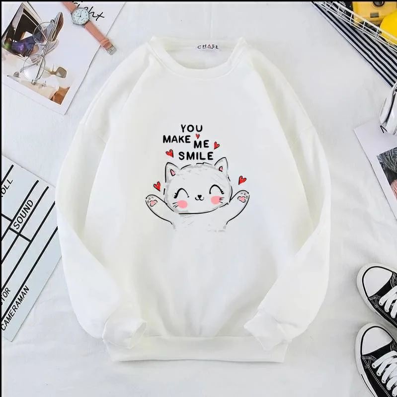 SWEATER WANITA YOU MAKE ME SMILE SIZE M - XXL -  CREWNECK UNISEX TEBAL PREMIUM