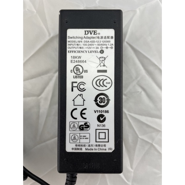 switching power adaptor original DVE 12V 3A