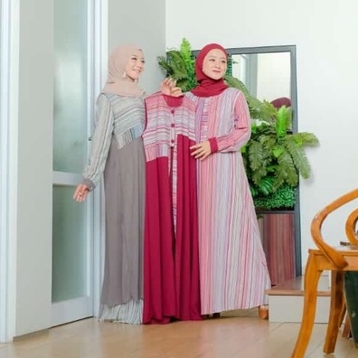 Gamis outer 2IN1 SAKILA SET OUTHER CERUTY LALA LYLA GAMIS TRENDY WANITA MASA KINI ORIGINAL VENYTA MOTIF SALUR shanglow shan glow pisah rompi cardigan