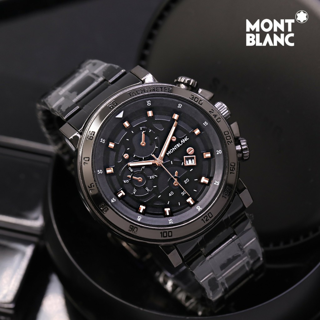 JAM TANGAN PRIA MONTBLANC RANTAI CHRONO OFF TANGGAL AKTIF - DIAMETER 4,6 CM