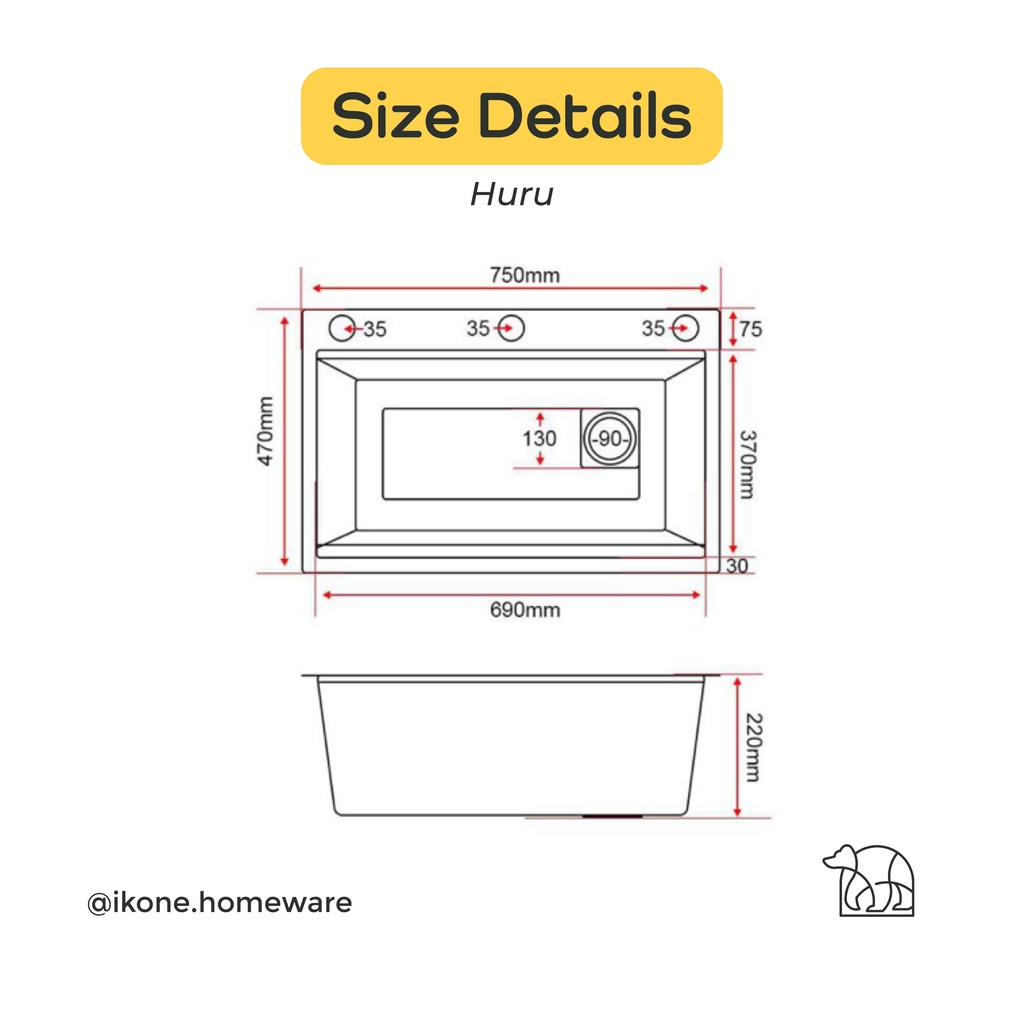 【IKONE】HURU Kitchen Sink Quartz Stone White Faucet  Wastafel dapur Lengkap Faucet Sink Putih