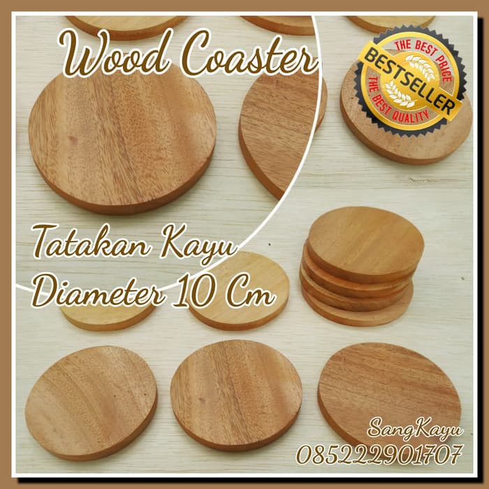 Termurah!! D-10 cm Tatakan gelas kayu hiasan dinding Wooden coaster