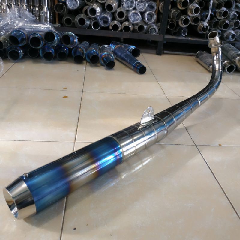 Knalpot standar racing RX KING blue suara garing kemrincing