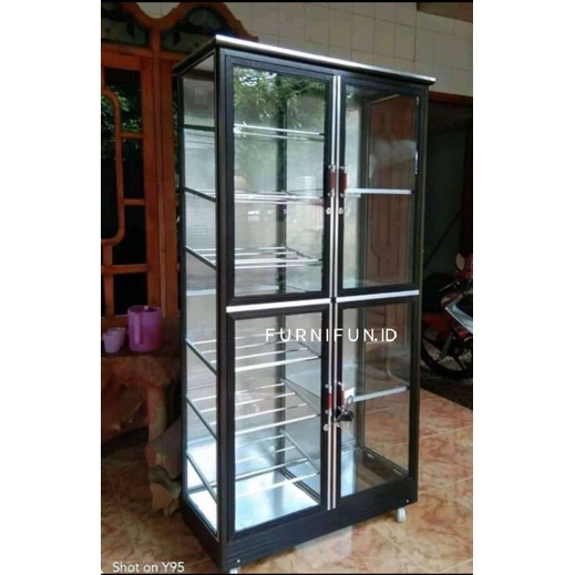 Lemari Tas Sepatu Kaca / Lemari Aluminium / Lemari Display / Lemari Hias Kaca