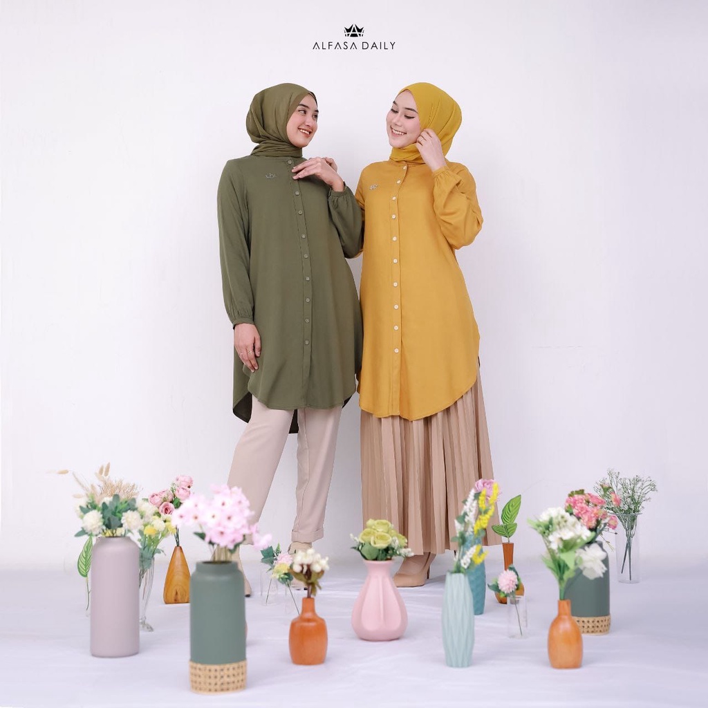 EMIRA TUNIC || ALFASA DAILY || TUNIK ALFASA BRAND ORIGINAL || Tunik Polos Panjang || Rayon Premium |