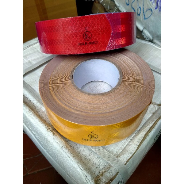 stiker Reflektor kir mobil merah kuning per 1roll 45m