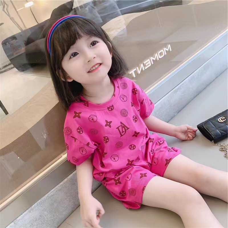 setelan set kaos anak perempuan cewek import uisa 1-4th/baju anak perempuan casual(AD)