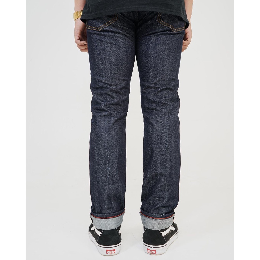 CELANA DENIM PRIA SVGE DIVINE BLUE DEEP INDIGO 15 OZ RAW DENIM REDLINE SELVEDGE