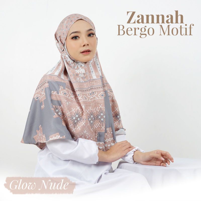kerudung bergo motif/hijab instan motif/bergo premium bahan maxmara import/hijab sehari-hari-Glow Nude