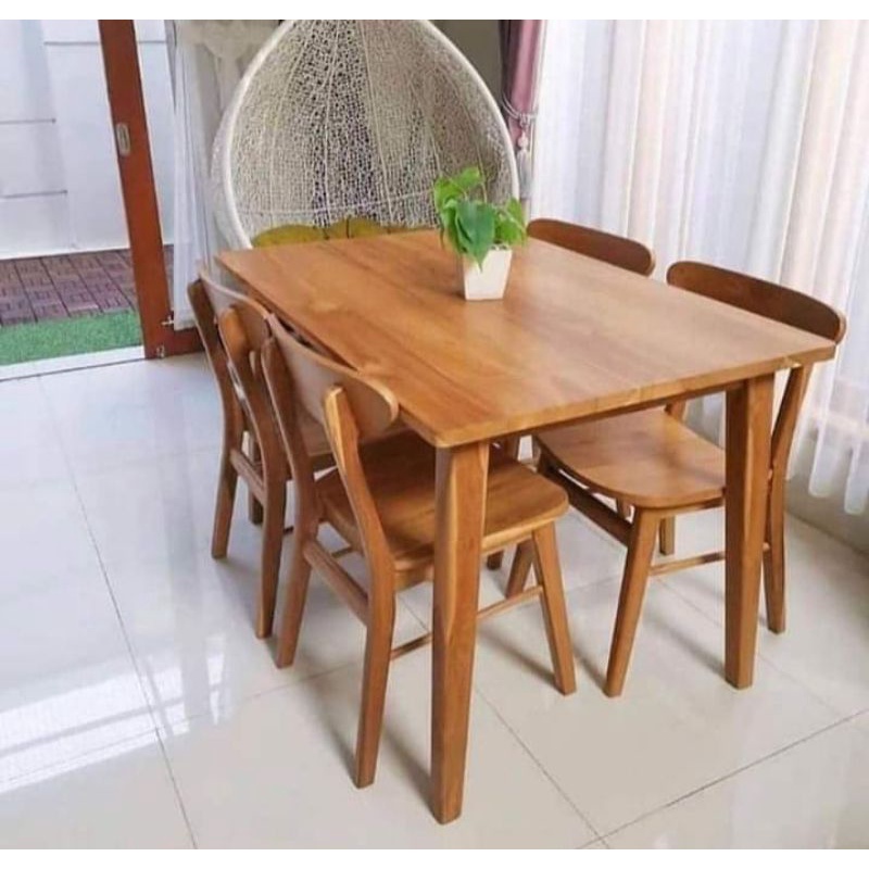 promo set meja makan model cafe kayu jati   set meja cafe furniture jati jepara