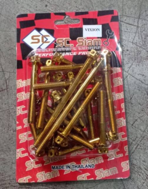 Asli Thailand~Baut Probolt Gold Bak Mesin Kanan Kiri All Vixion,All R15,Xabre &amp; MT15