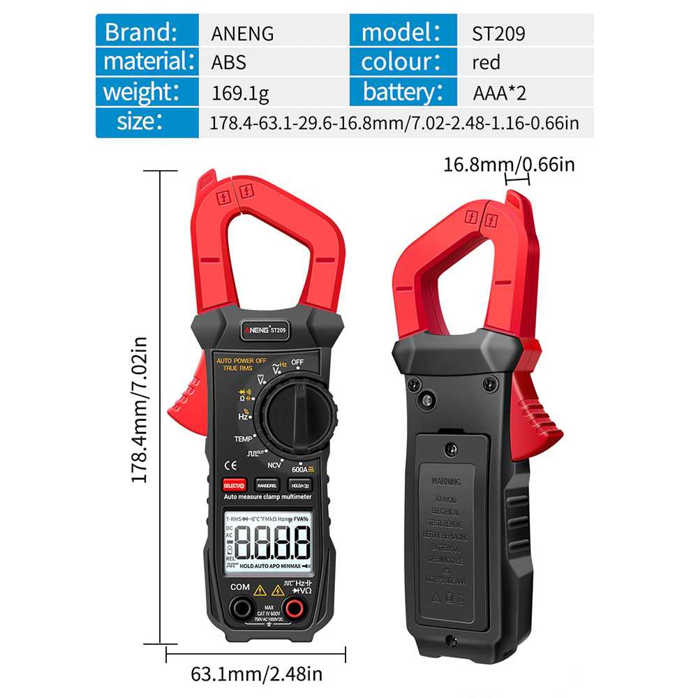 ANENG Digital Multimeter Voltage Tester Clamp - ST209