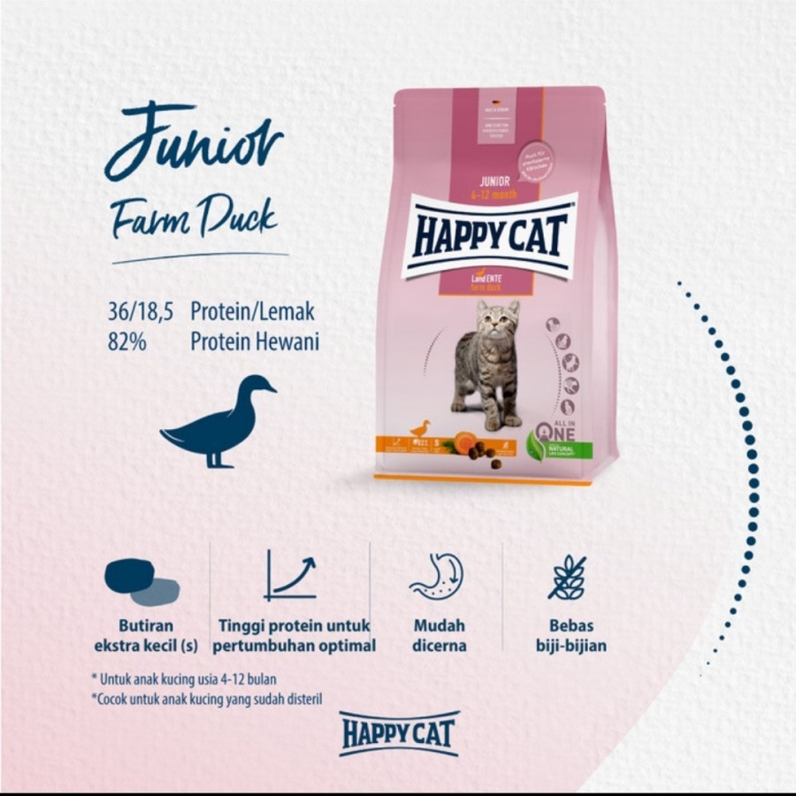 Happy Cat Young Junior Farm Duck 1.3kg - Makanan Anak Kucing