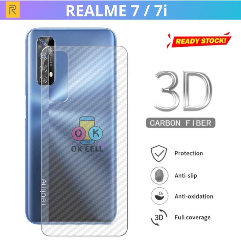 Skin Garskin Carbon Realme 7 Sticker Karbon Anti Gores Belakang Realmi 7i Back Cover Premium