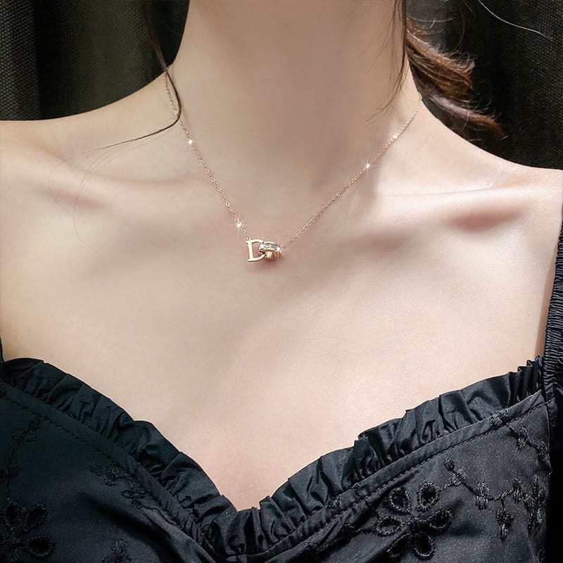 [ Bayar Ditempat ] Kalung Wanita Titanium Rose Gold Anti Karat  Zircon / Accesories Wanita Kalung Korean Style / Kalung Aesthetic / COD