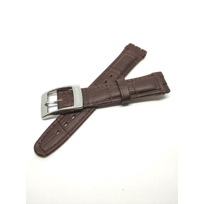 Tali Jam Tangan Swatch Kulit Cokelat - Fit Size 17 - 19 Swatch Strap