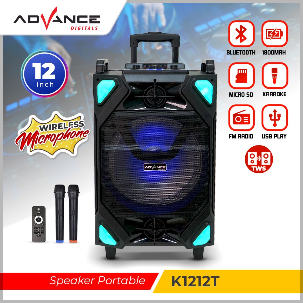 Speaker Meeting Advance  K1212T / K 1212T BT Bluetooth 12" Plus 2 mic wireless speaker Karaoke