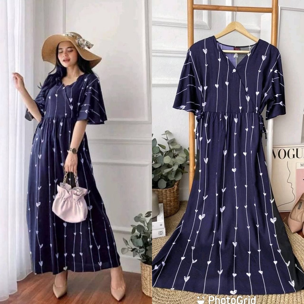 Dress Karen - Dress Rayon Premium Home Dress Import Busui Fashion Korean Style Midi Dress Kekinian