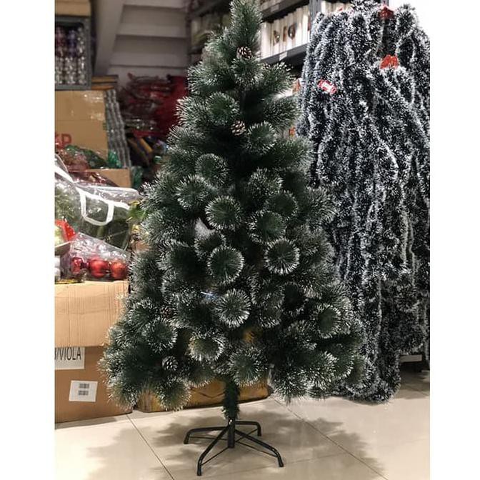 Pohon Natal Jarum Dilengkapi Buah Pinus - Pohon Natal Salju - 180cm