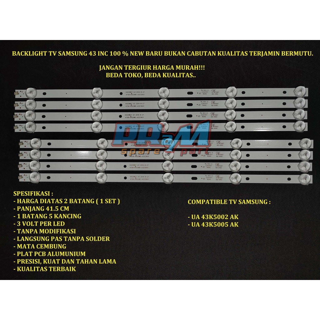 Backlight Led Tv SAMSUNG 43 INC 43K5005 Lampu Tv SAMSUNG BL UA 43K5005 43K5002 43K5005
