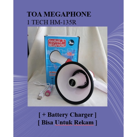 1 Tech Megaphone TOA 1Tech Pengeras Suara Sirine Rekam Suara Battery Cas Charge Bat