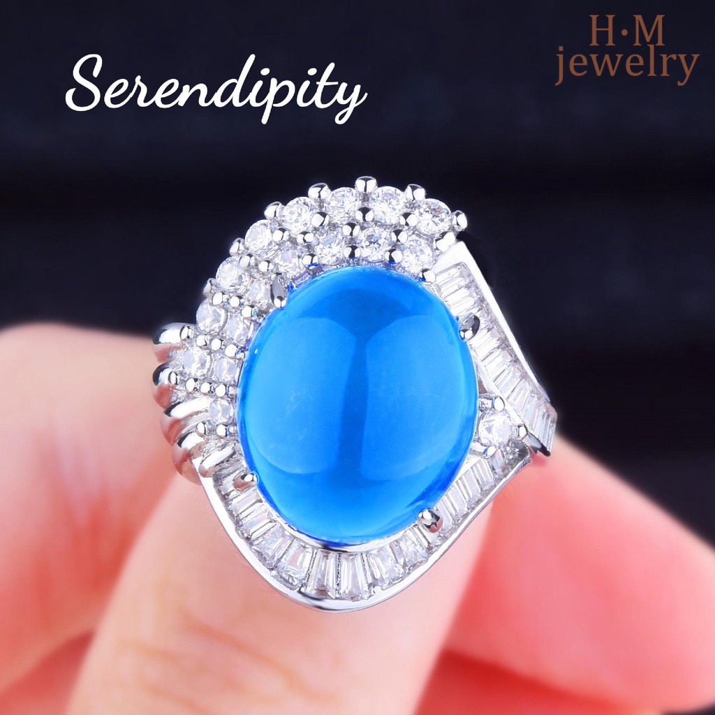 Ornamen Cincin Berlian Sapphire Bentuk Bintang Bulat Bahan Jelly