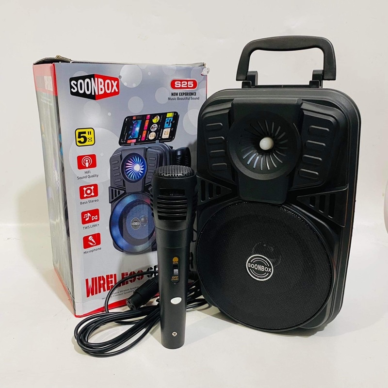 SPEAKER BLUETOOTH SOONBOX S25 + Mic Karaoke Lampu