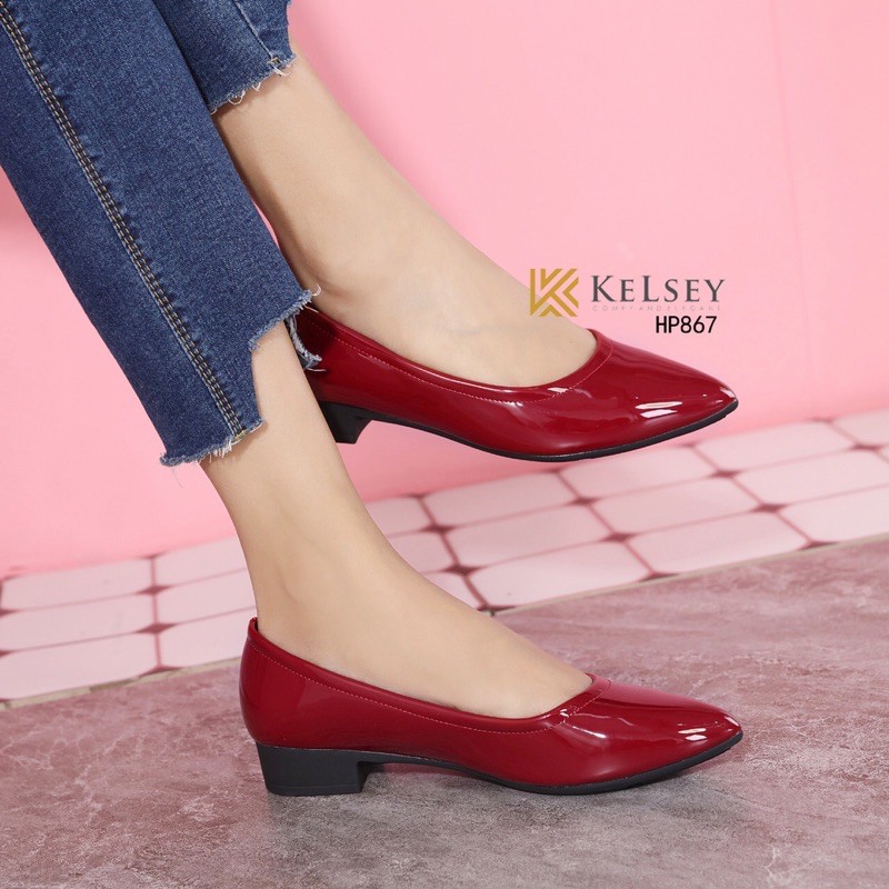 Kelsey Sepatu Heels Wanita / Sepatu Kulit Glossy Heels 3cm  HP867