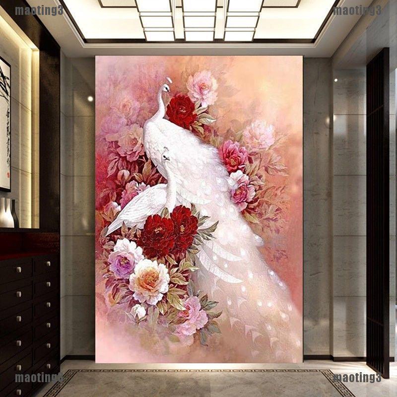 Diy Lukisan Diamond 5d Dengan Gambar Burung Merak Warna Putih