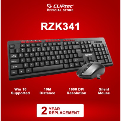 Keyboard mouse cliptec wireless multimedia combo bundle silent full size membrane 1600dpi rzk341