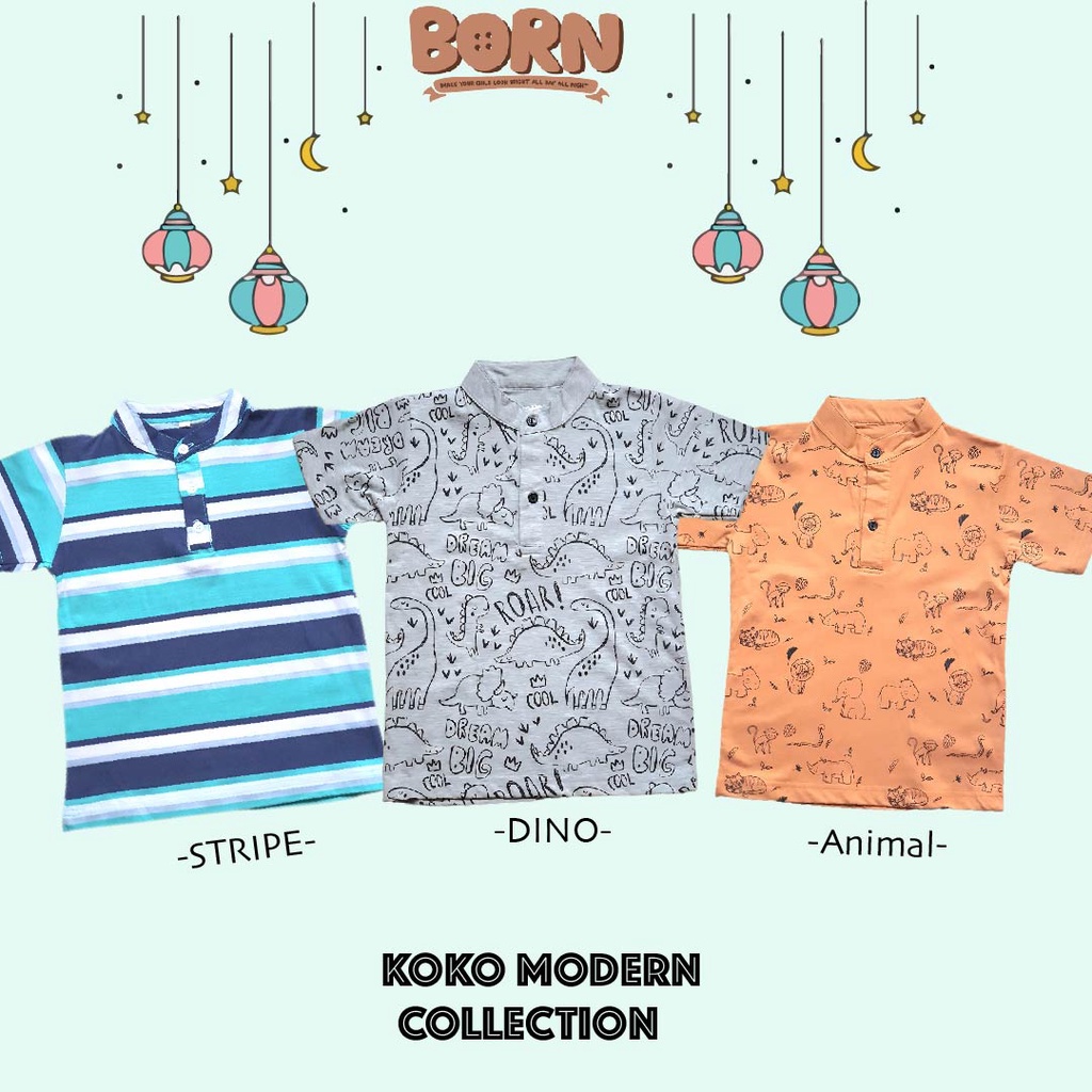 Born kaos kerah koko anak laki laki usia 2-12 tahun