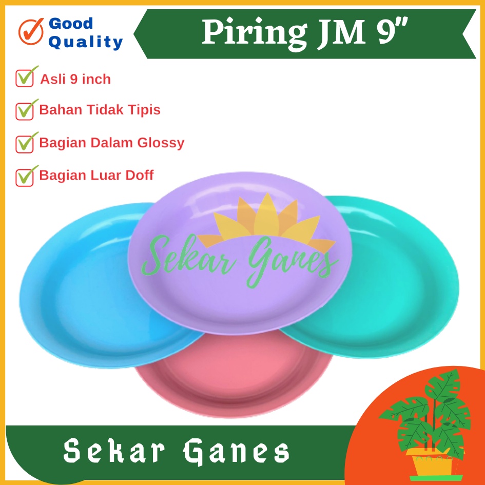 Piring Plastik JM 9 Inch Warna Biru Hijau Ungu - Piring Kecil Besar Set Makan Plastik Acara Pesta Melamin Rotan Murah - (1 pcs) Piring makan plastik ukuran 9&quot; super warna pekat murah grosir