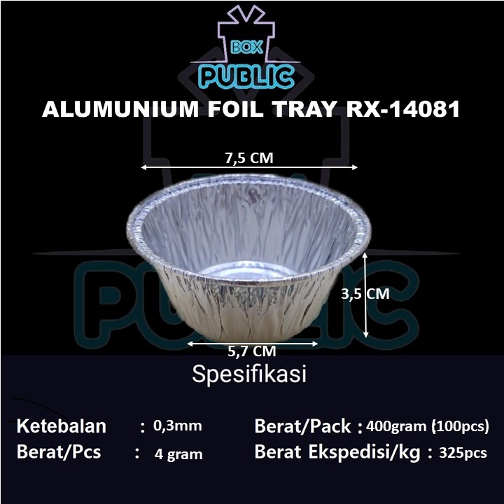 100 PCS Aluminium foil cup RX 14081 + tutup / zupa soup / cake muffin 130ml
