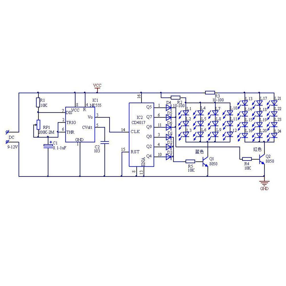 Agustinina Kit Lampu Kedip Kit Lampu Strobo Kreatif Bagian Elektronik DIY NE555+CD4017