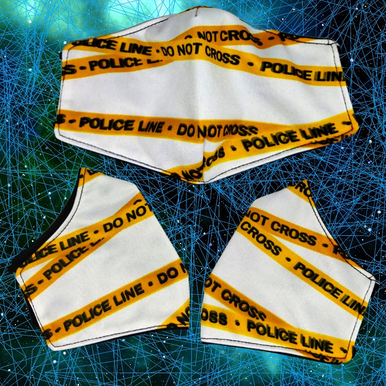 Masker 3Lapis Police Line White FULL PRINT