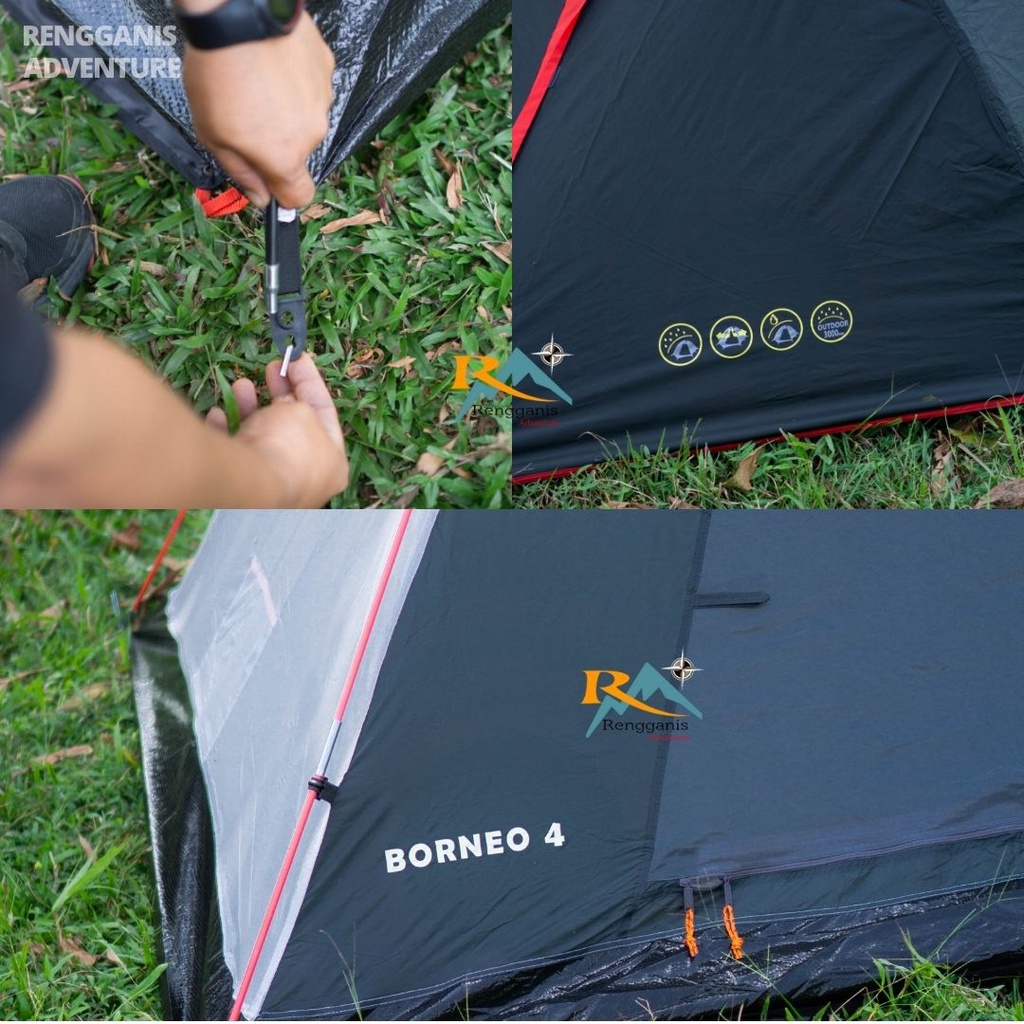 Tenda Camping NSM 4 Kapasitas 4 Orang TENDAKI Borneo 4 Orang PU 3000 MM Dome Family