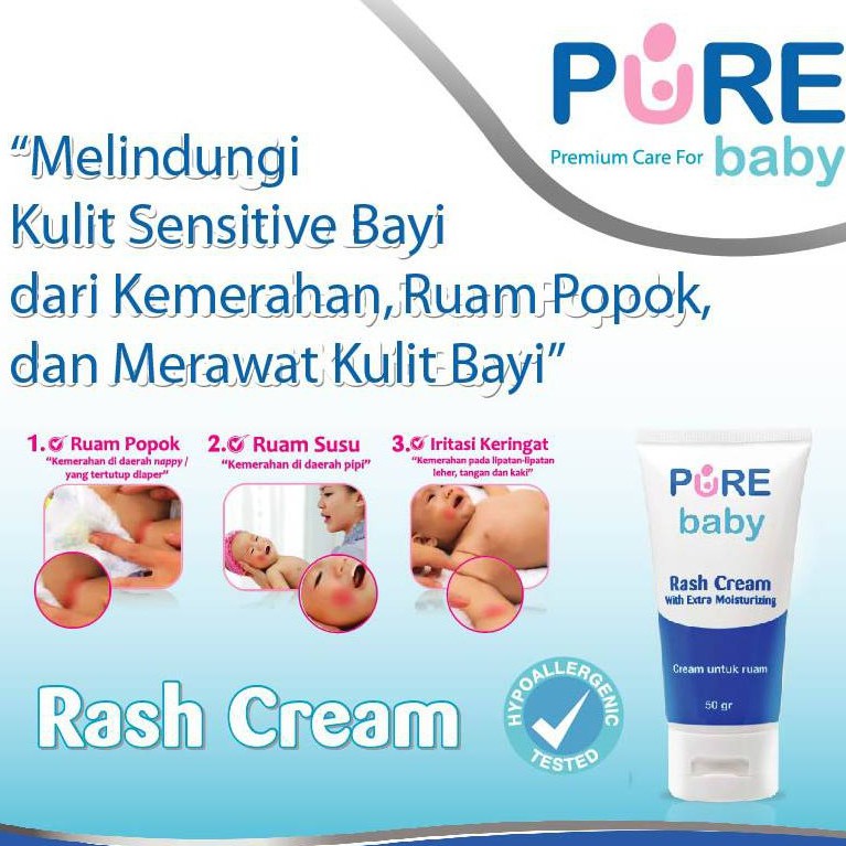 Pure Baby Rash Cream 50 gr / Krim Anti Ruam Bayi / Baby Cream / Pure BB Rash Cream