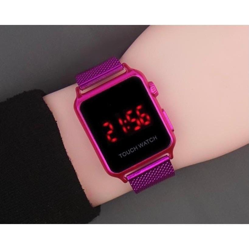 ✅ COD KUMA  JAM TANGAN PRIA WANITA RUBBER ELEKTORNIK TOUCH MAGNET LED
