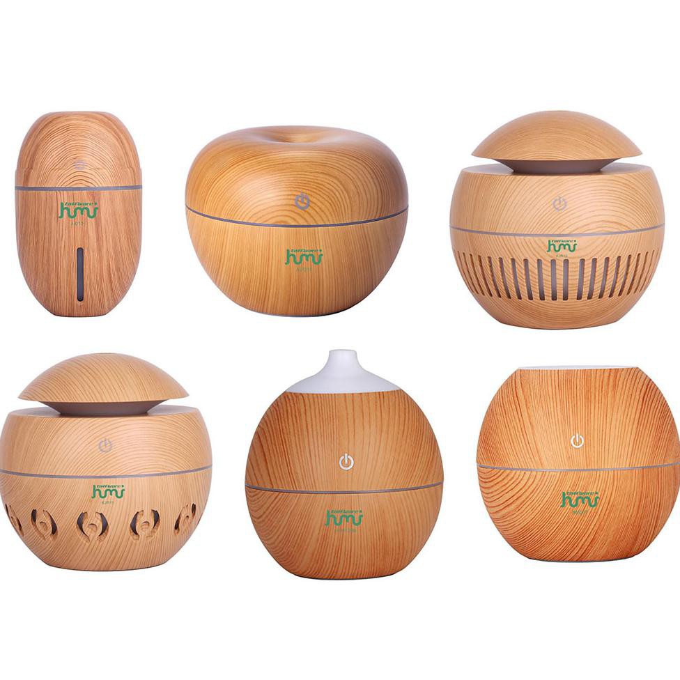 Taffware Ultrasonic Humidifier Aroma Essential Oil Diffuser Wood Design 300Ml J-010 Wooden Motif kayu cocok kado ulang tahun