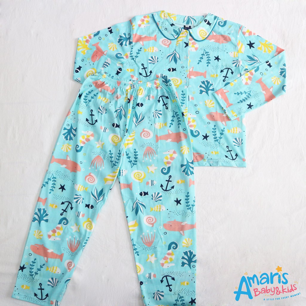 

Amaris Piyama Kancing Anak Perempuan 4-14 Tahun - Motif Sea
