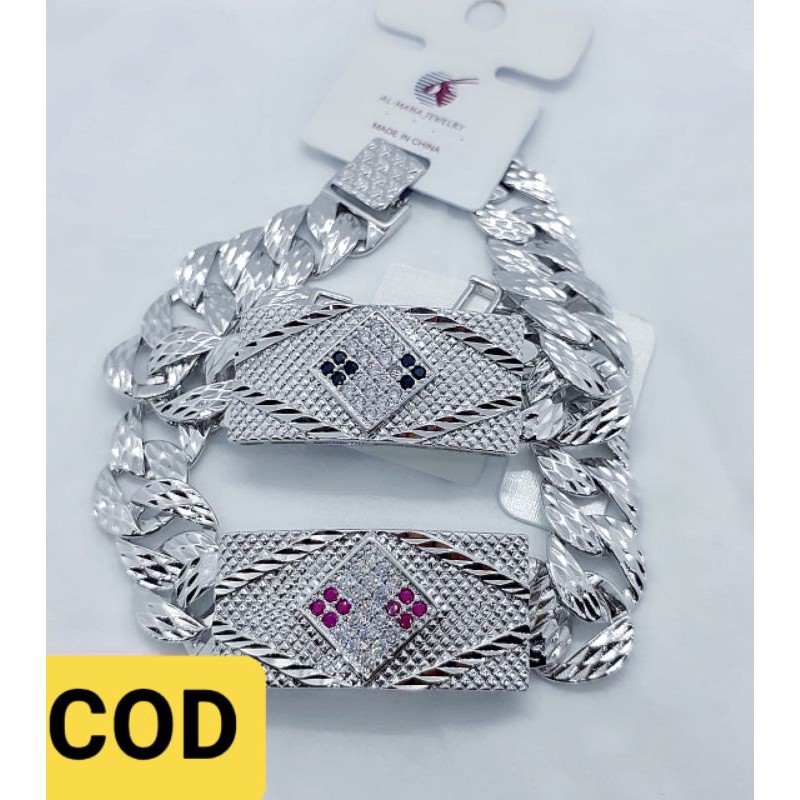 Gelang Xuping Lapis Emas 24K Rantai Plat Silver Mewah .